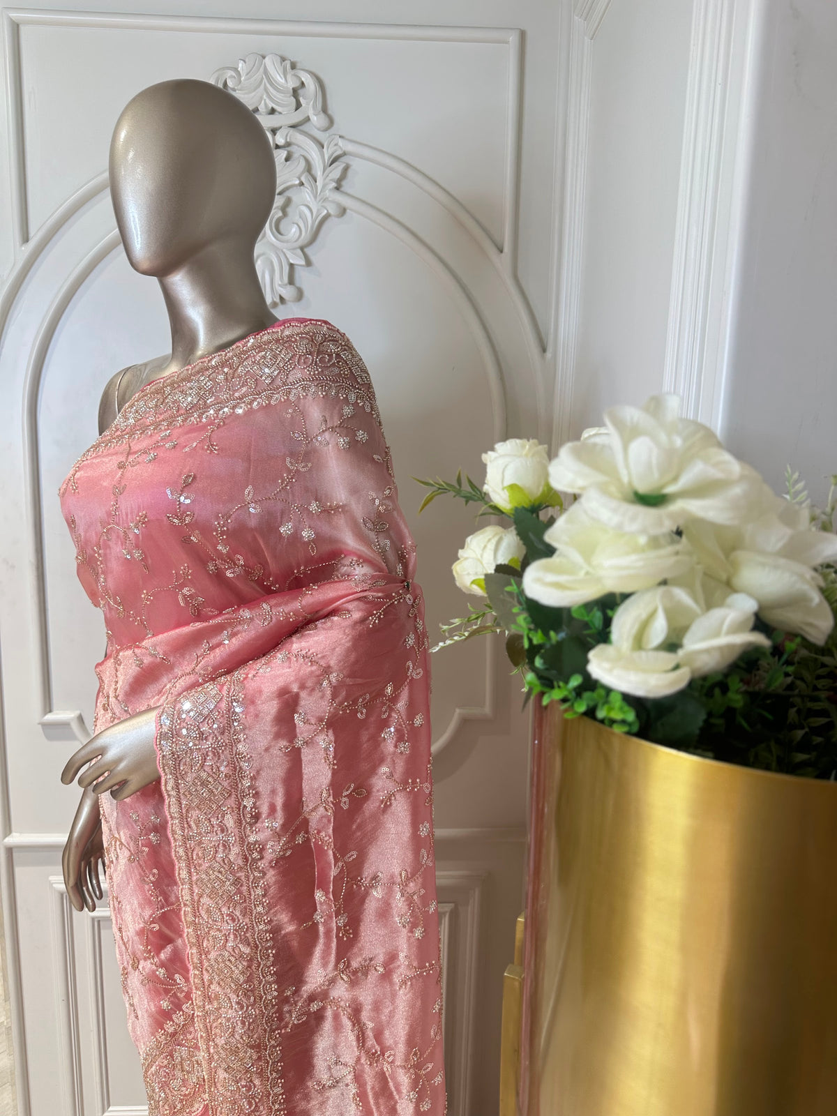 pink saree by Mamta Saree - pallu detail