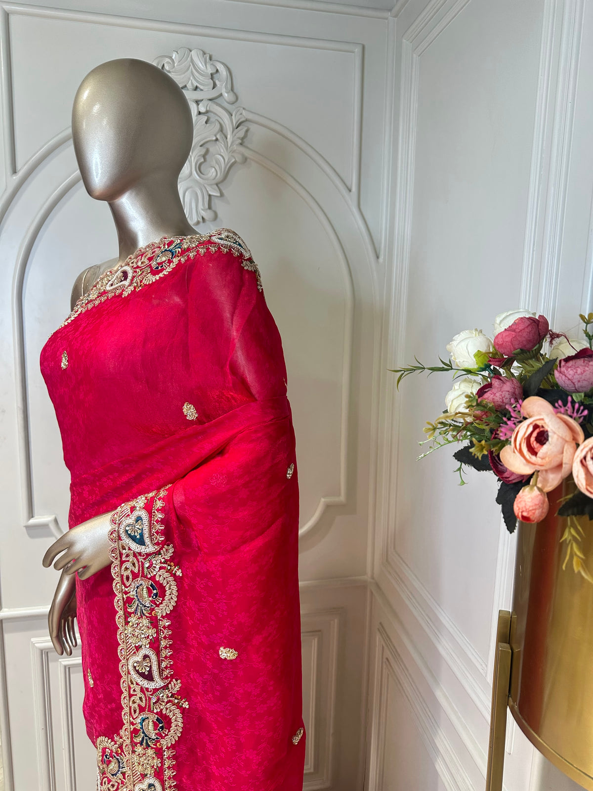 rani pink saree by Mamta Saree - pallu detail