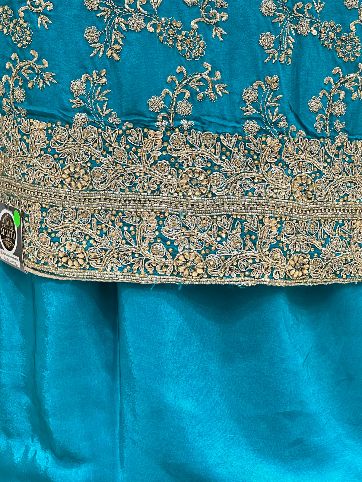 teal dress material by Mamta Saree - dupatta detail