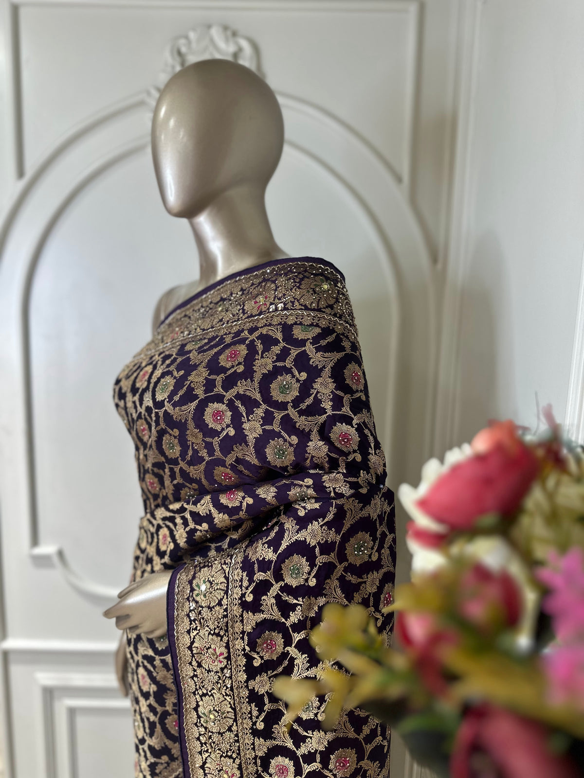 Purple saree by Mamta Saree - pallu