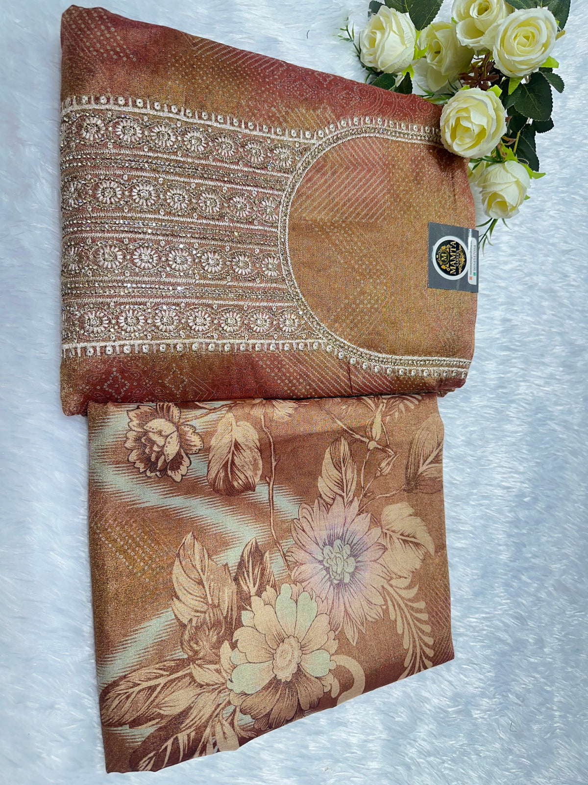 olive green dress material by Mamta Saree - border detail