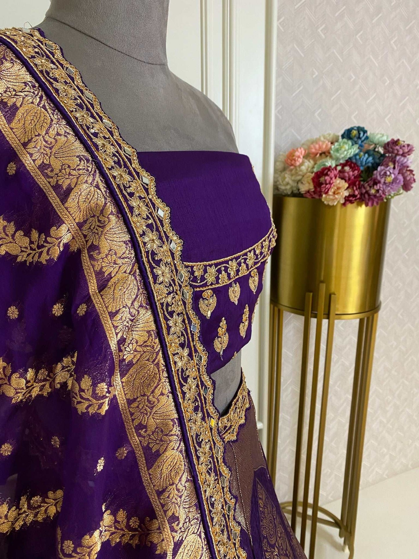 Dark Purple Silk Lehenga
