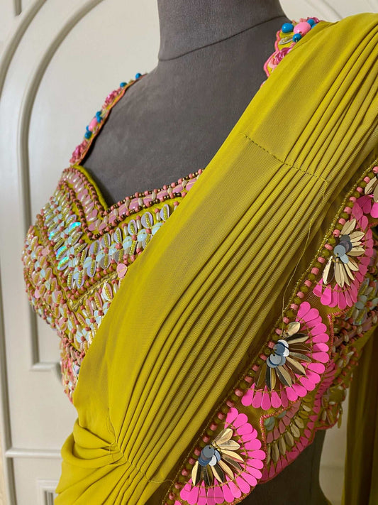 SUNFLOWER SANGRIA PRE-STITCHED SAREE