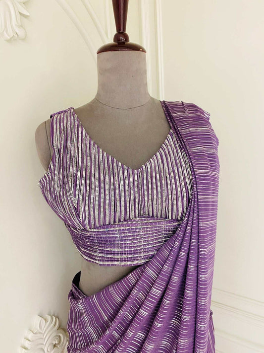 Galactic purple drape saree