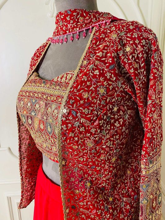 Hot pink sharara set