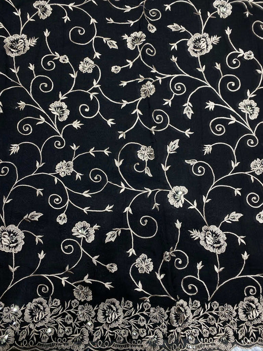 Black Orgenza Thread Work Suit