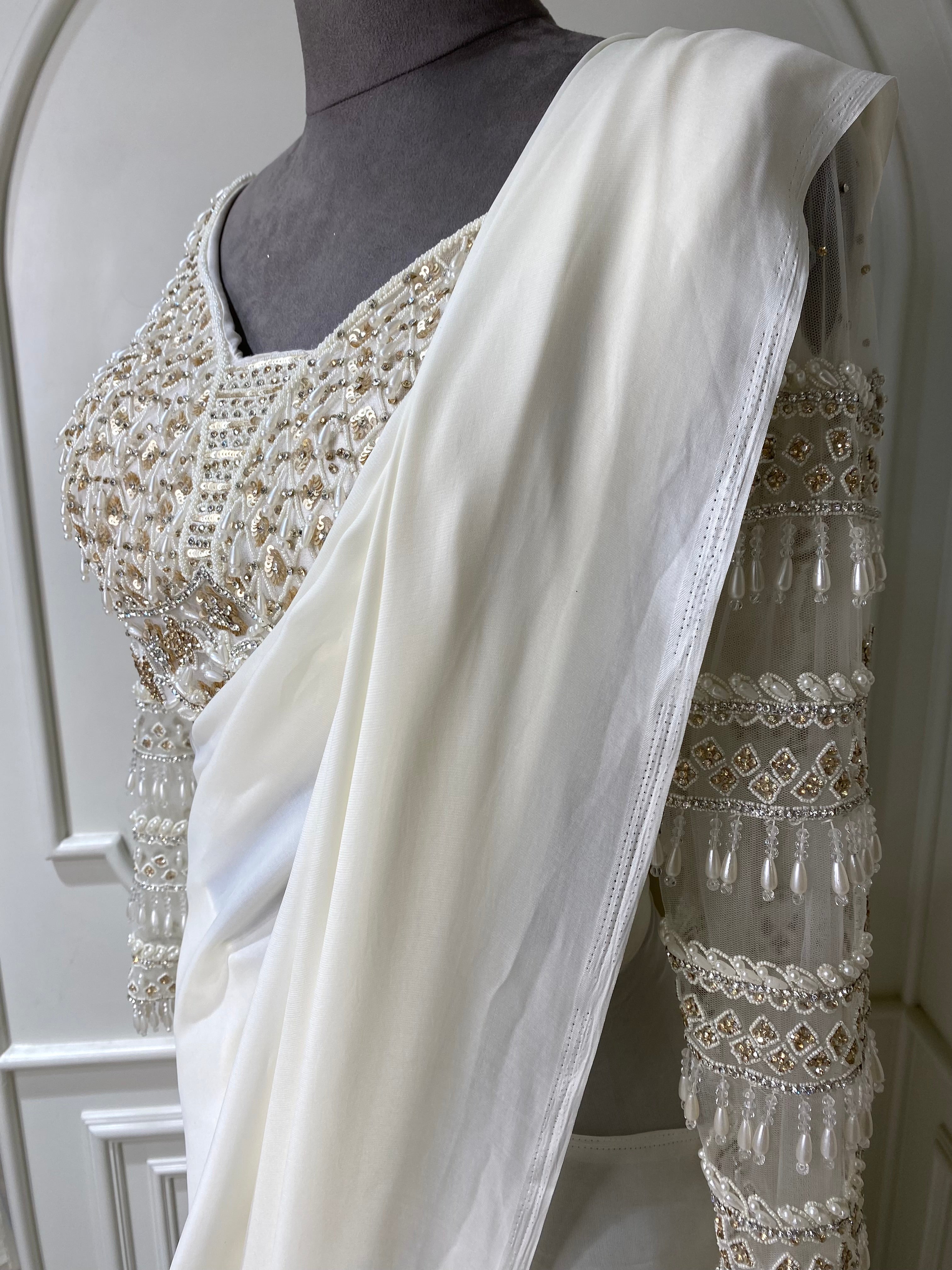 Pearl White Ready to Wear Sree