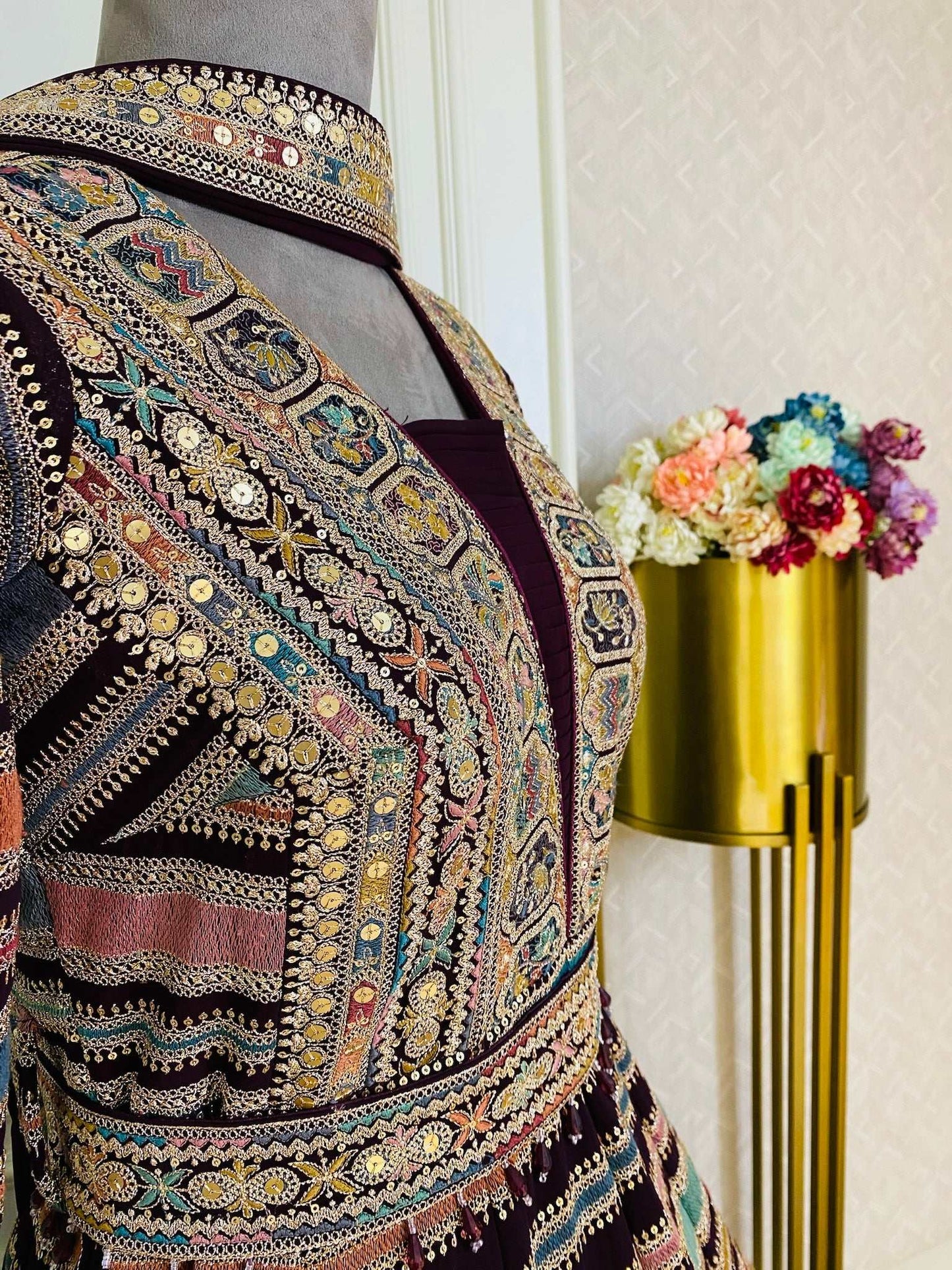 Mutli Thread Work Georgette Gown