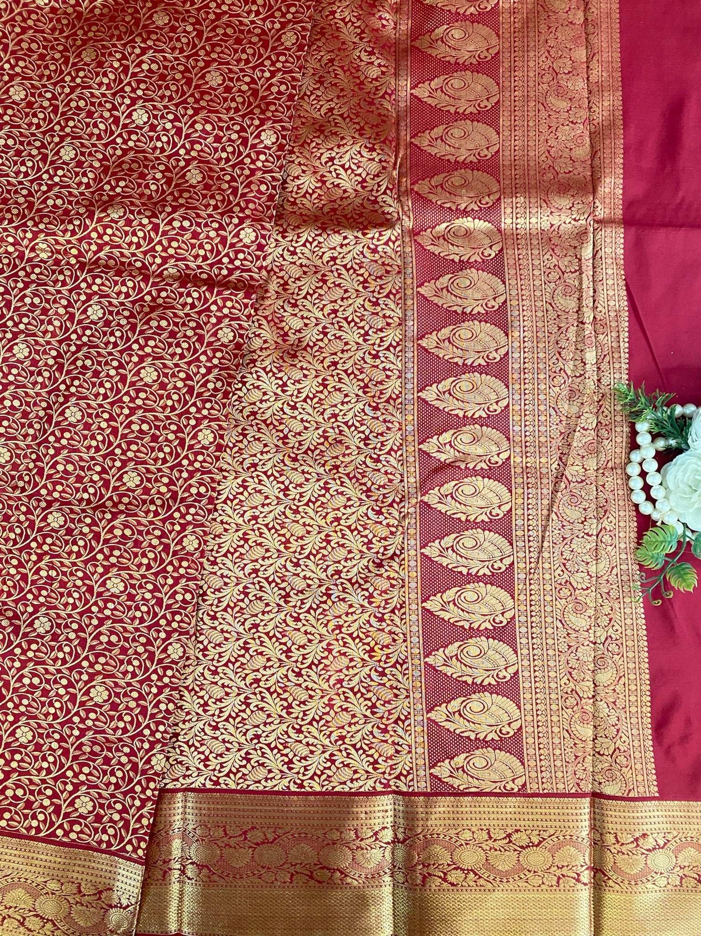 Maroon Zariwork Pure Silk Saree