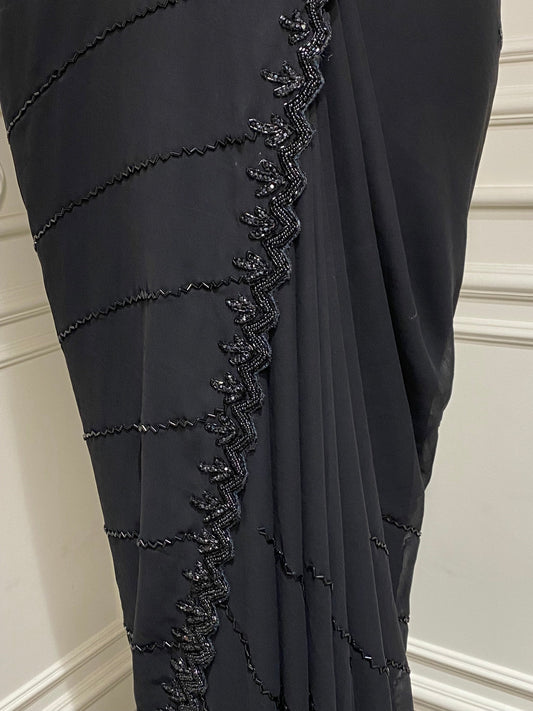 black saree in georgette fabric