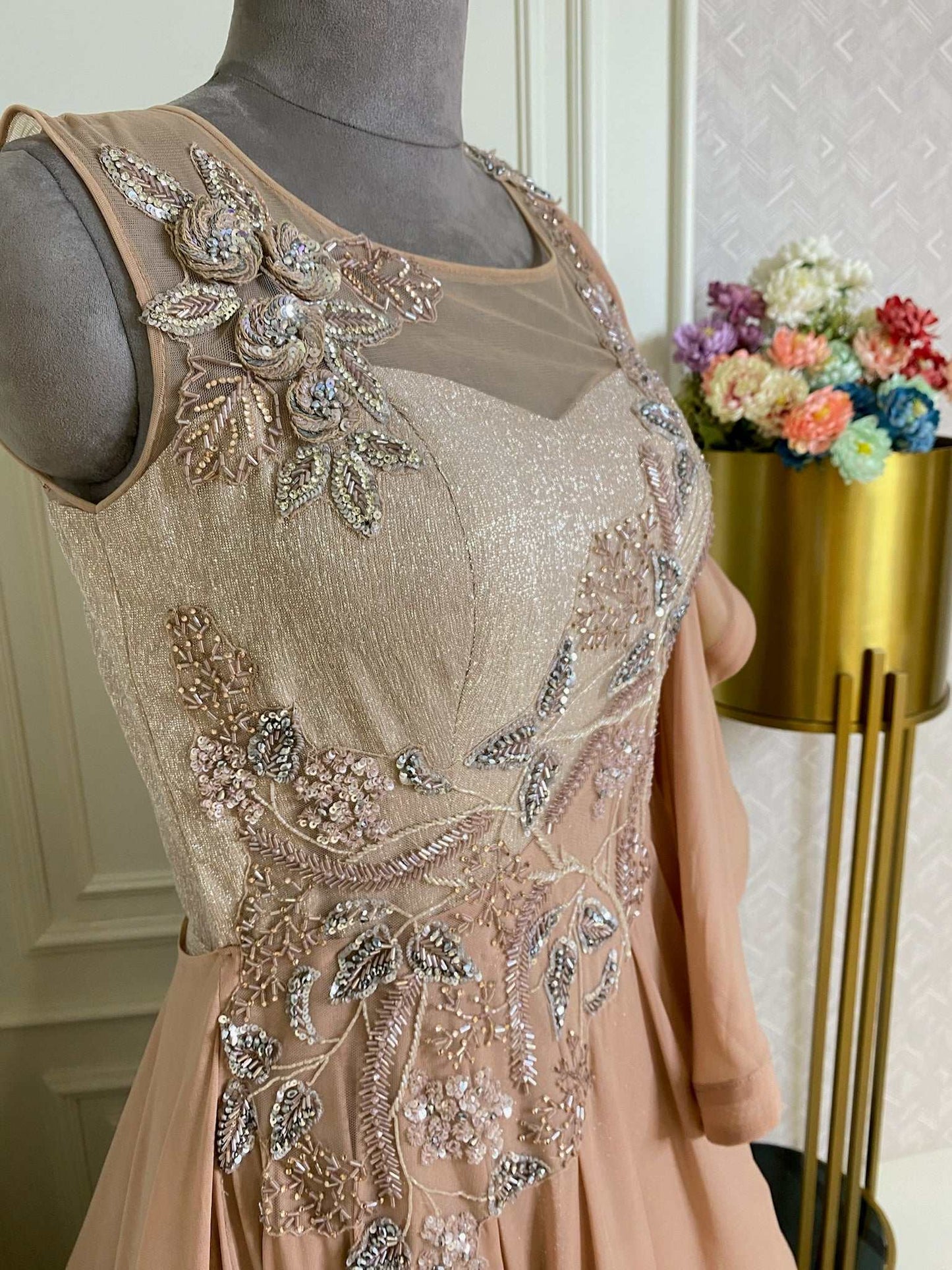 Blush Pink Soft Lycra Gown Gown