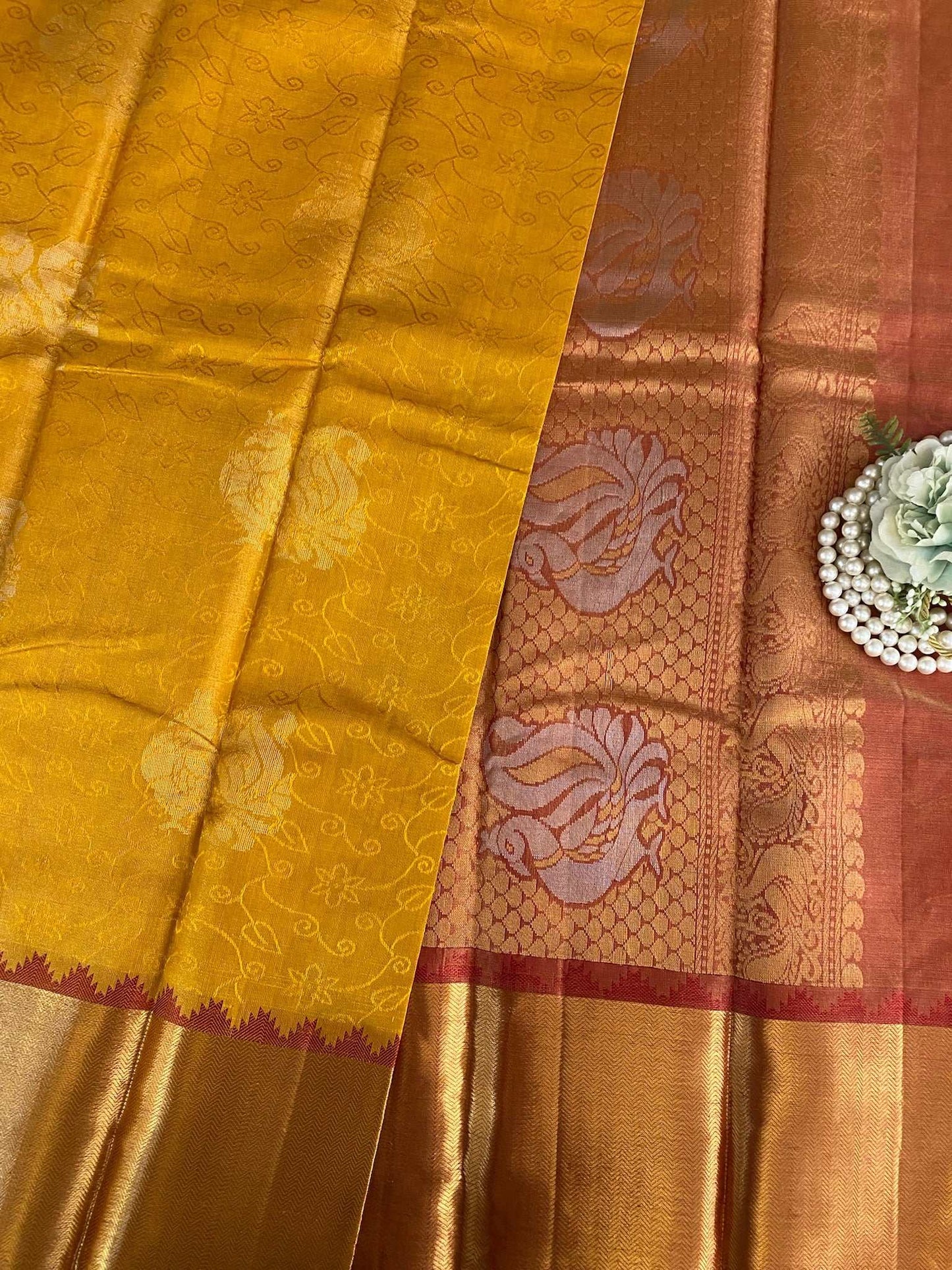 Mustard Zariwork Pure Silk Saree