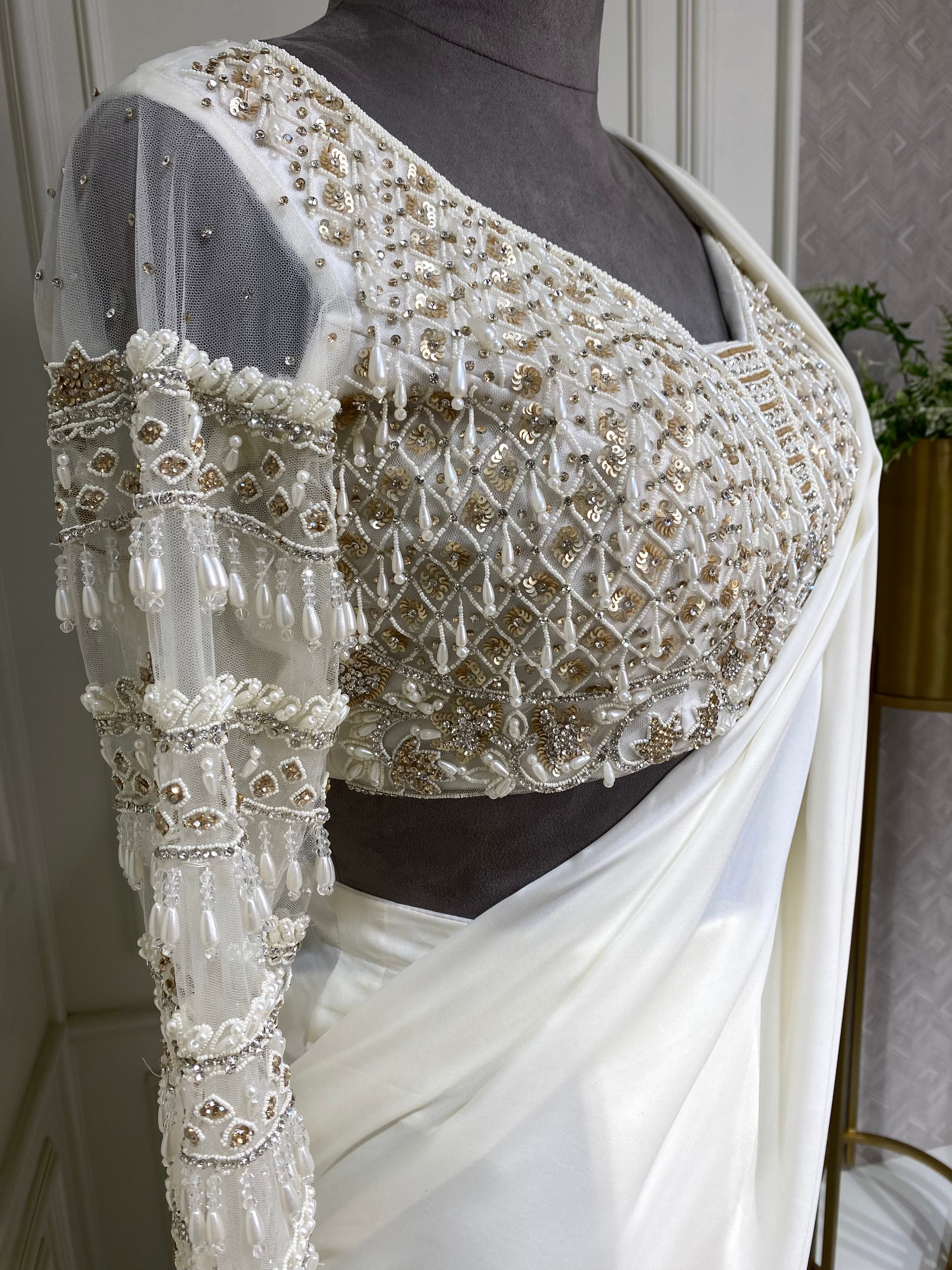 Pearl White Ready to Wear Sree