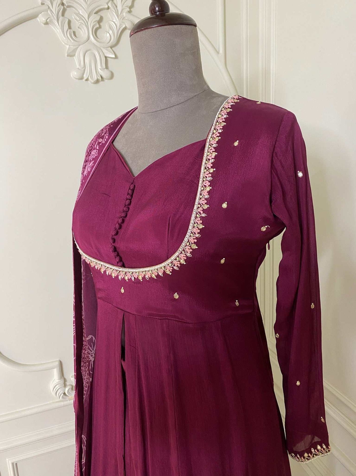 Pure crepe ready made suit