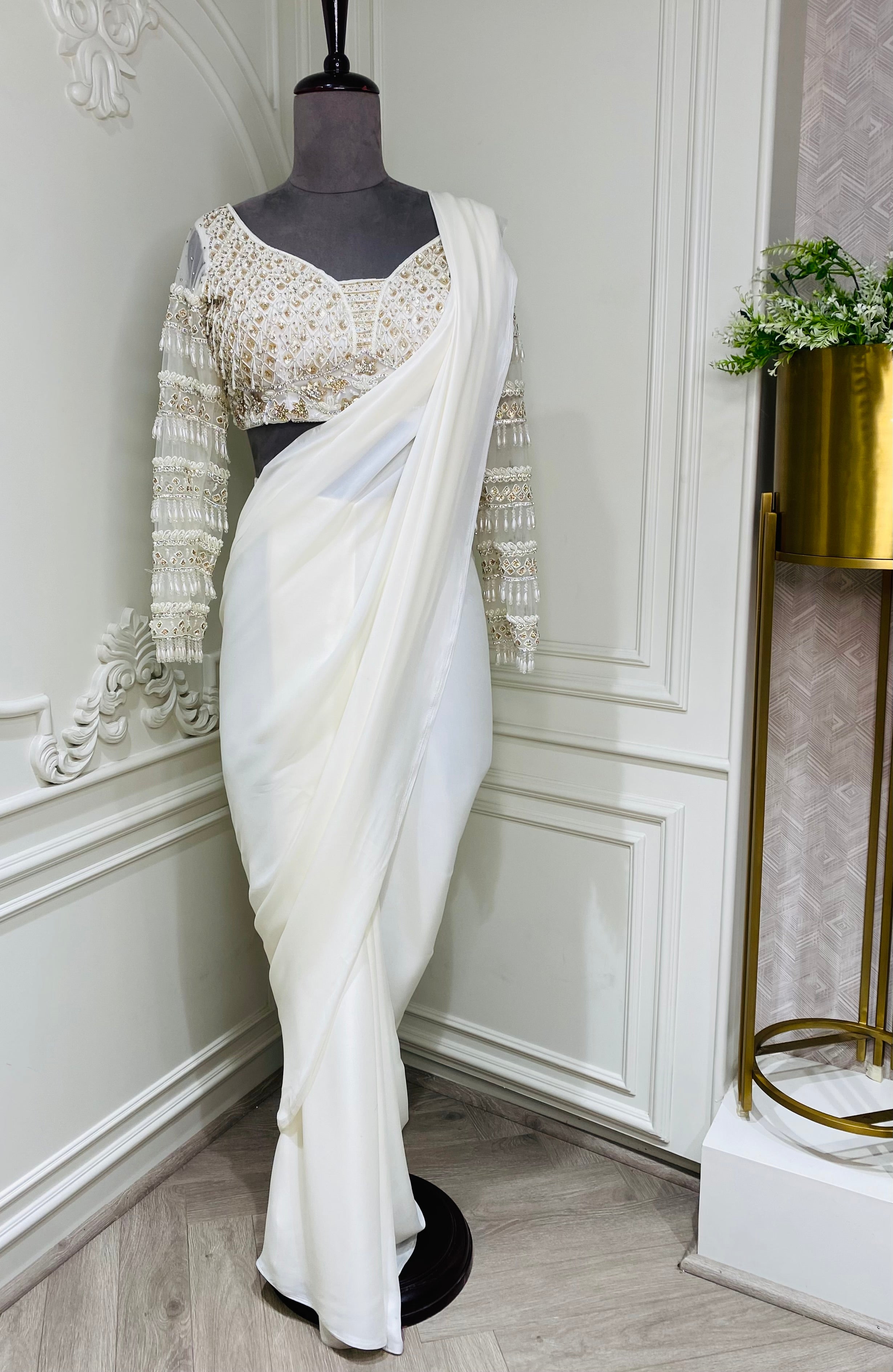 Pearl White Ready to Wear Sree