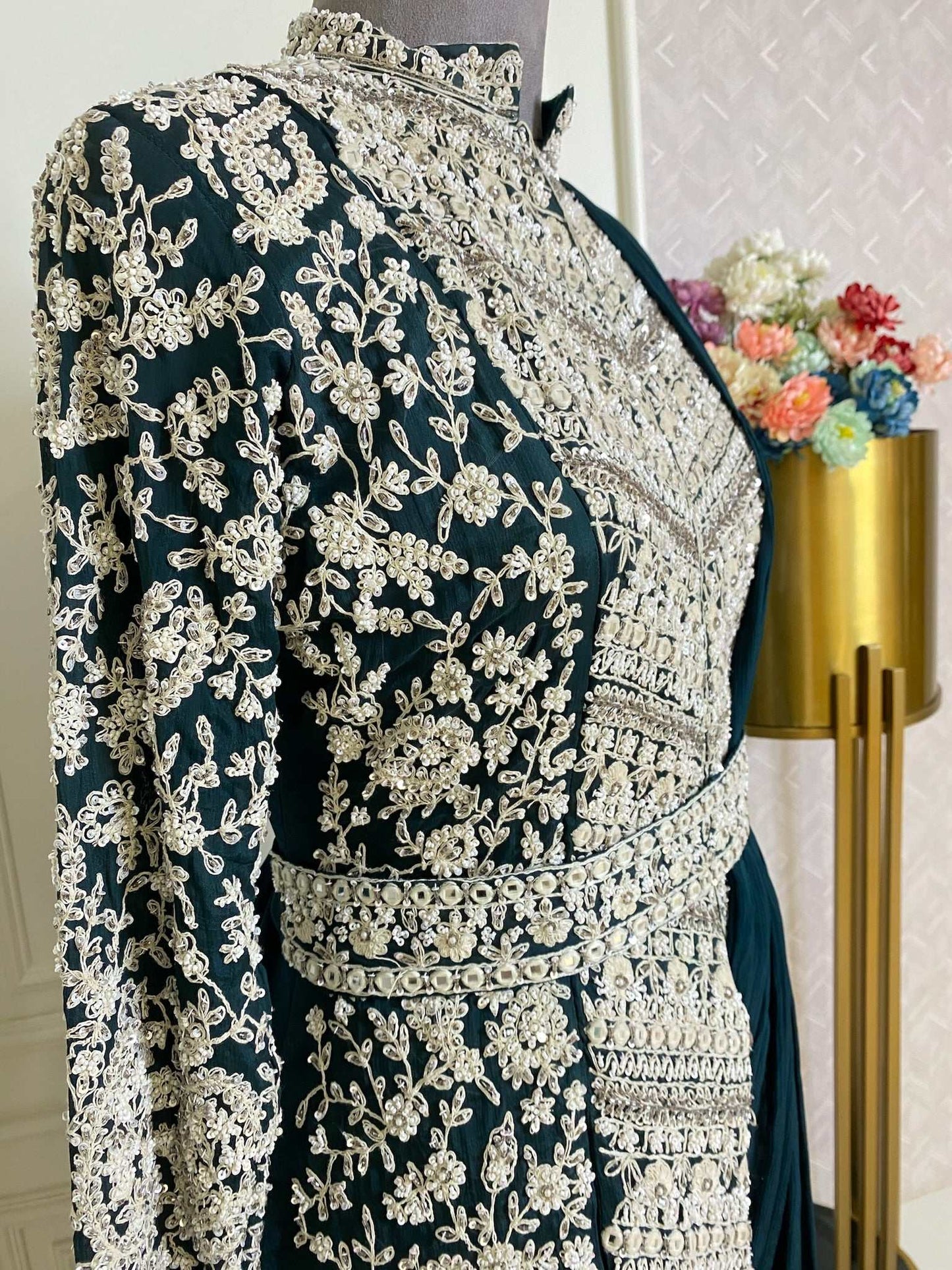 MIDNIGHT STAR DARK BLUE DRESS WITH SEQUINS, SALI, THREAD WORK, CUT DANA