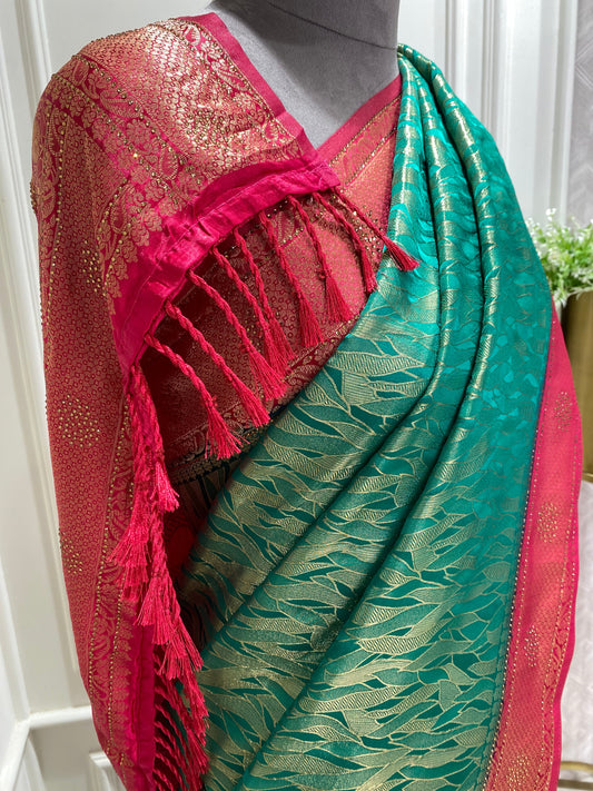 Soft silk saree with contrast border