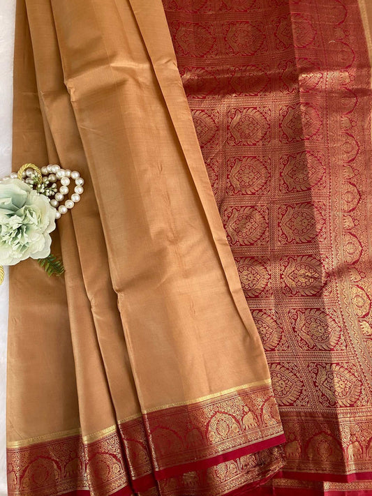 badge Green Zariwork Pure Silk Saree