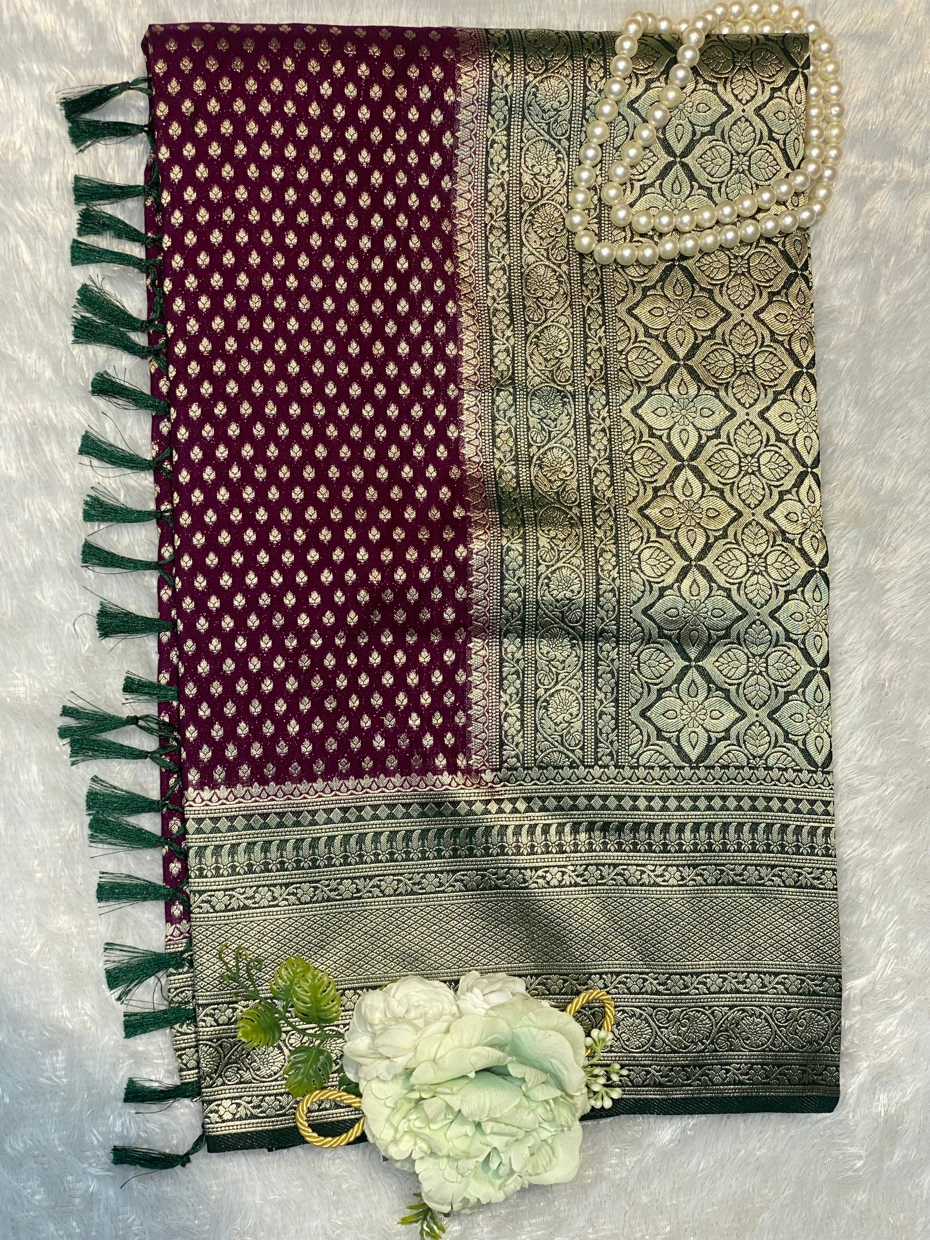 SOFT SILK SAREE CONTRAST BORDER