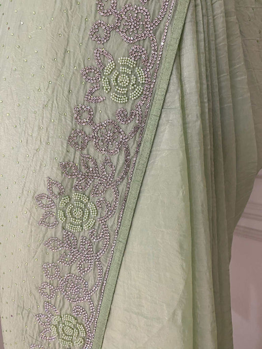 Crushed Mint Green Saree