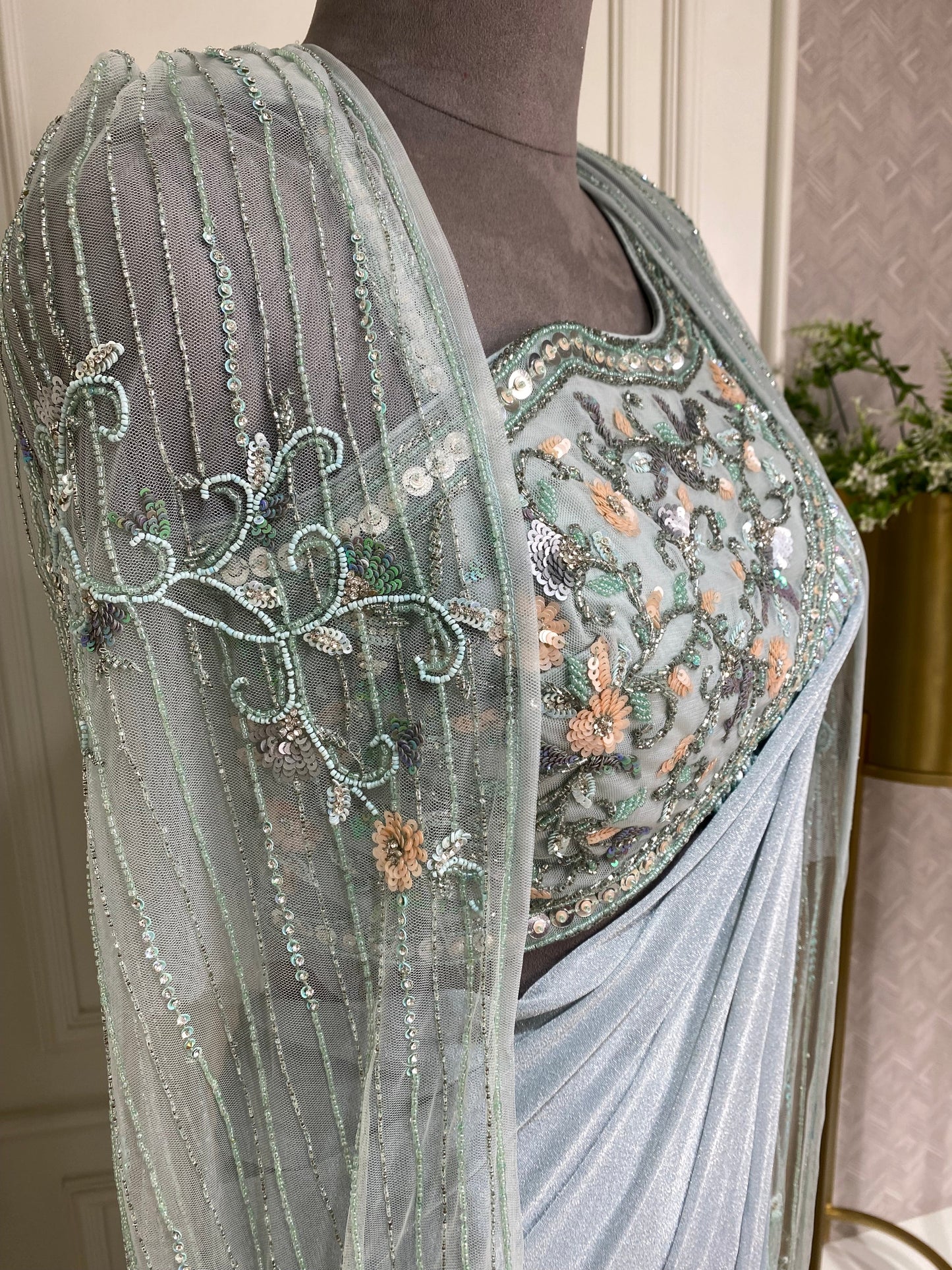 Azure Soft Premium Lycra Drape Saree