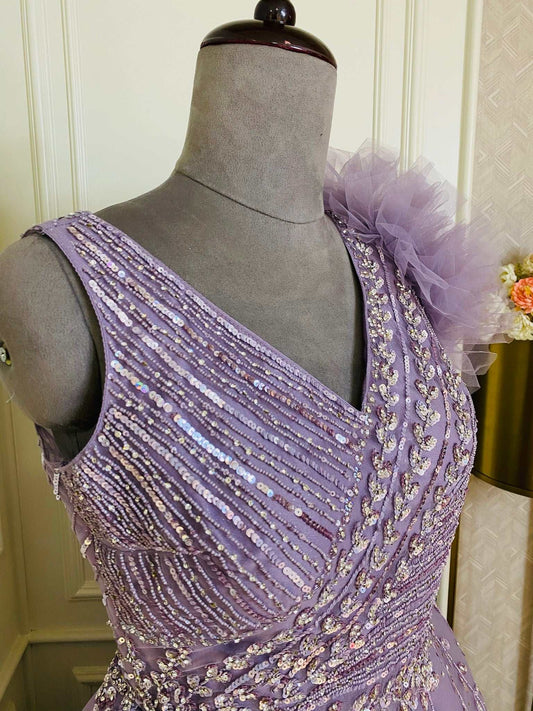 Levendar Hand Work Gown
