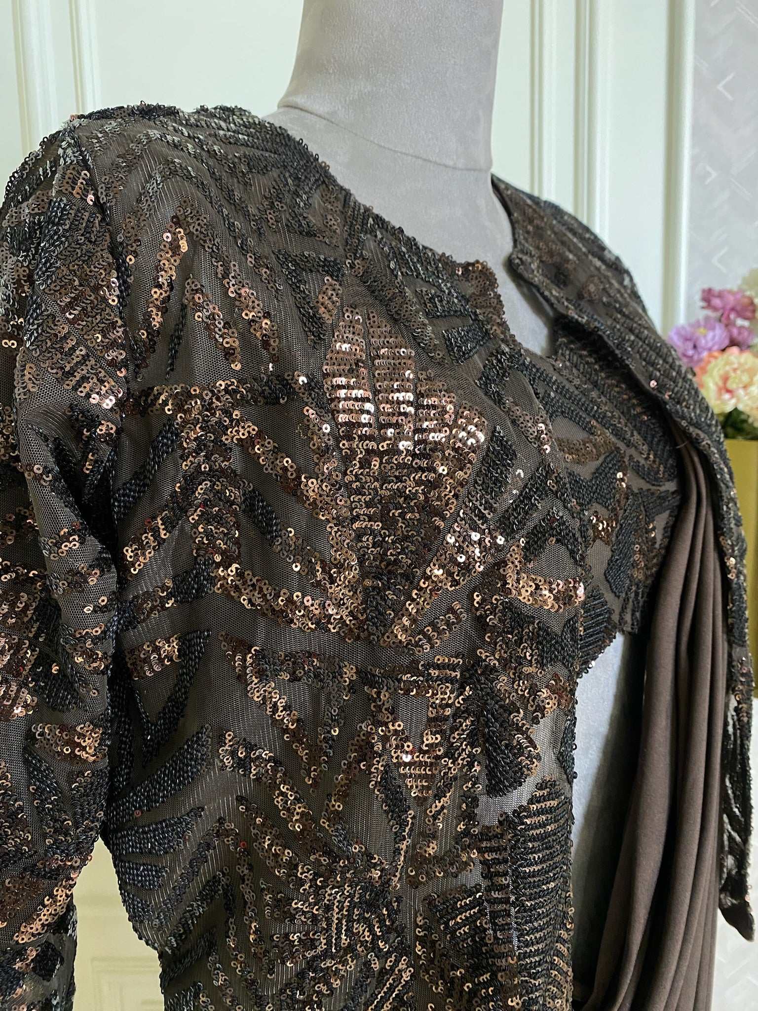 Dark brown Drape Saree