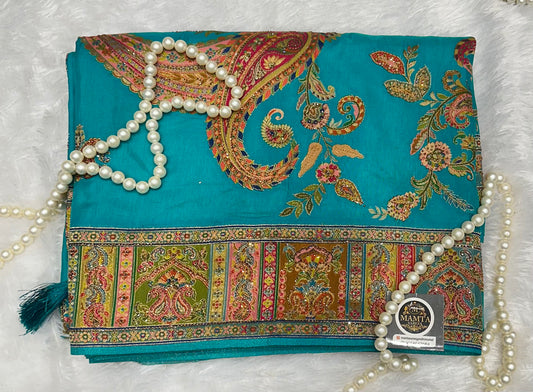 Mustard Paisley Print Saree