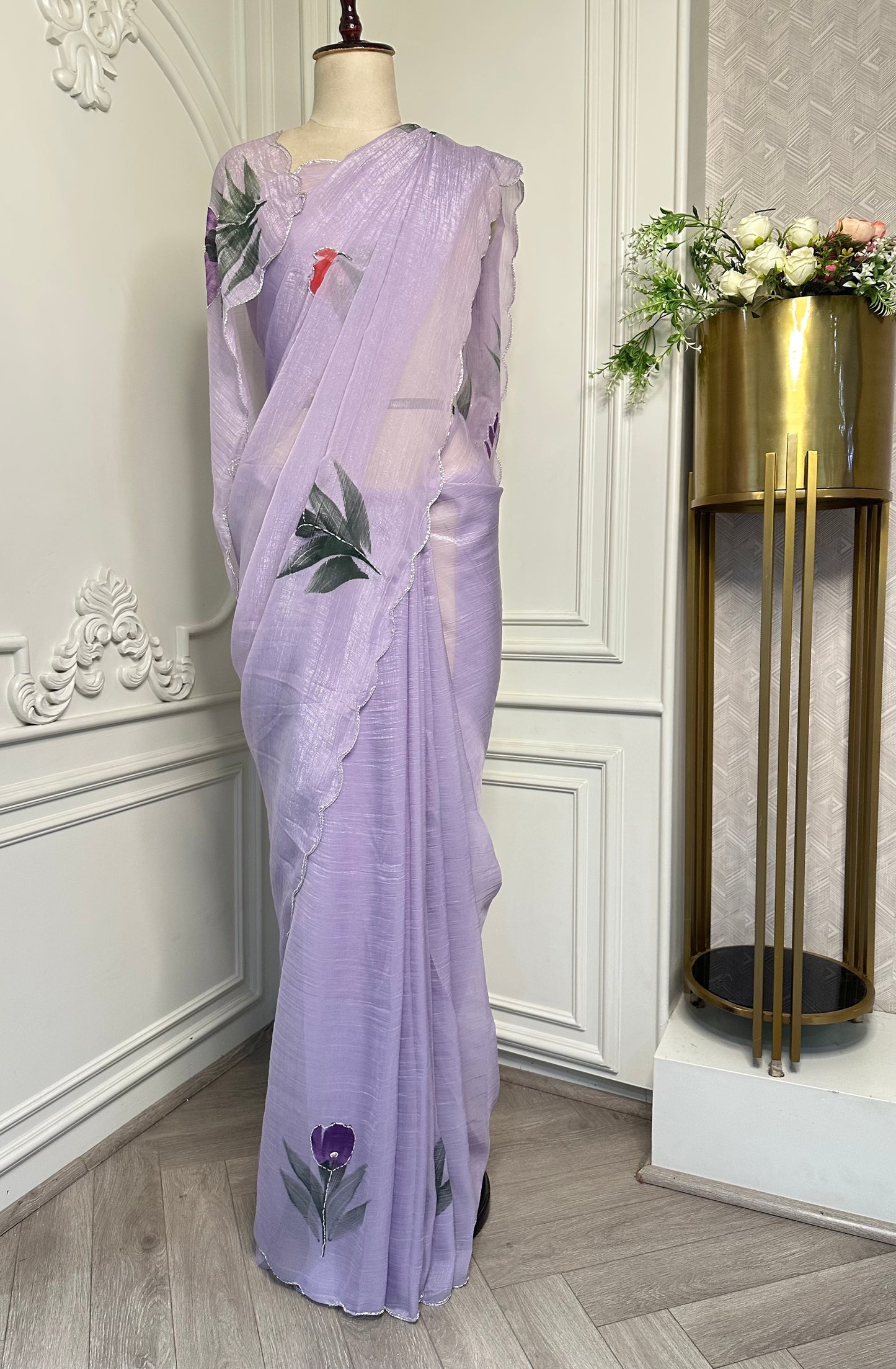 Sunshine Yellow Floral Designer Saree - additional view 2