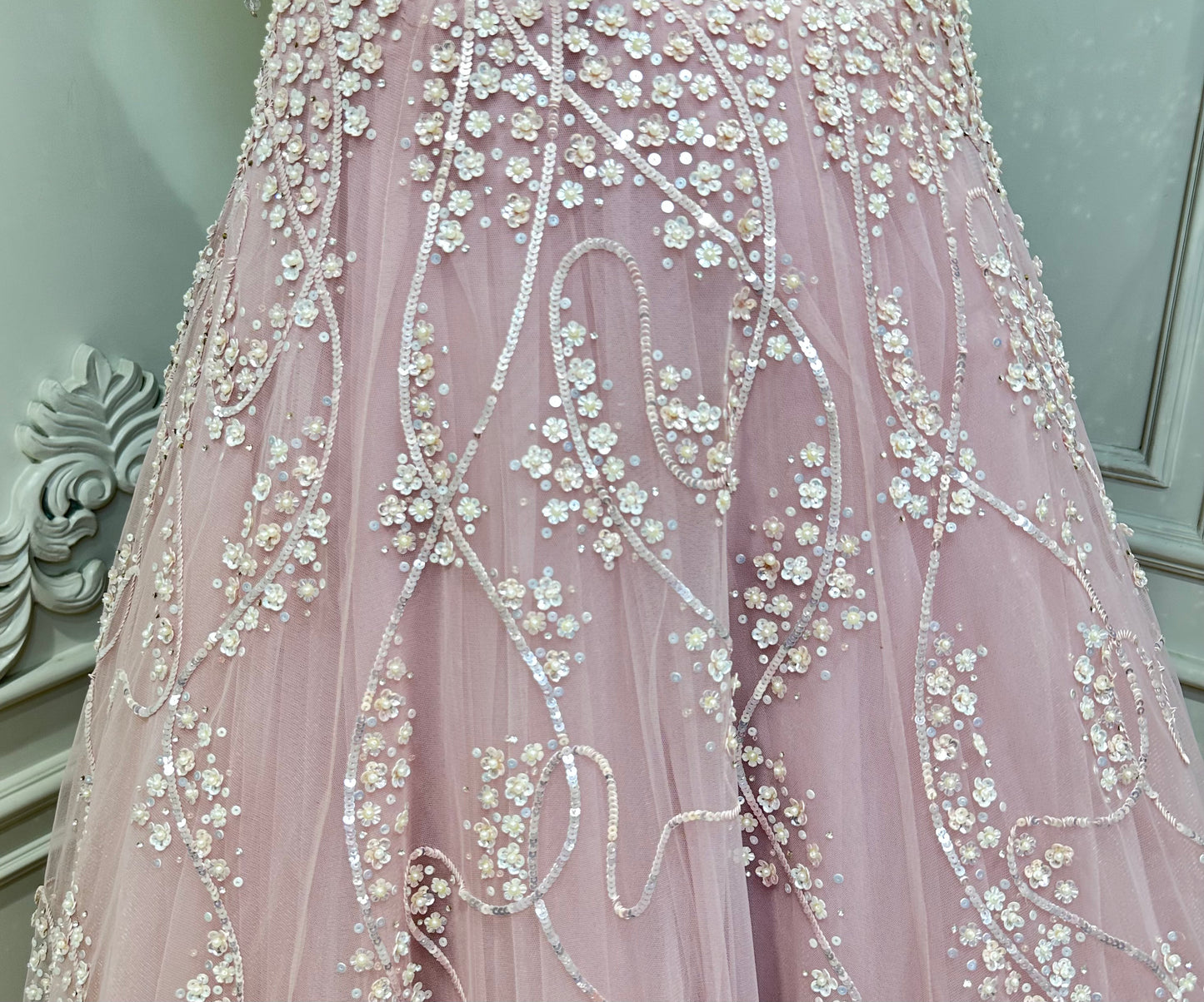 Blush Pink Embellished Ball Gown