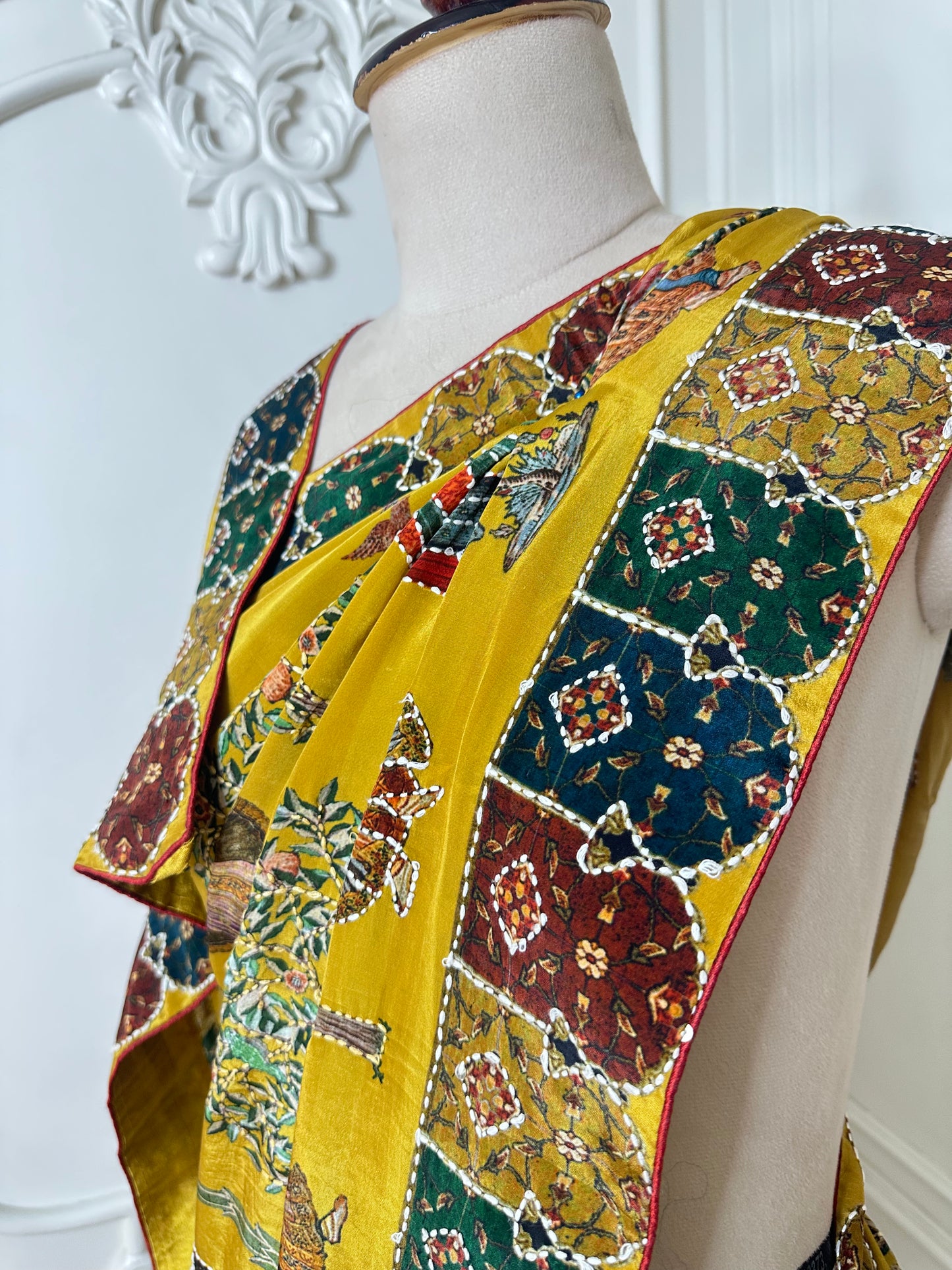 Mustard Heritage Print Saree