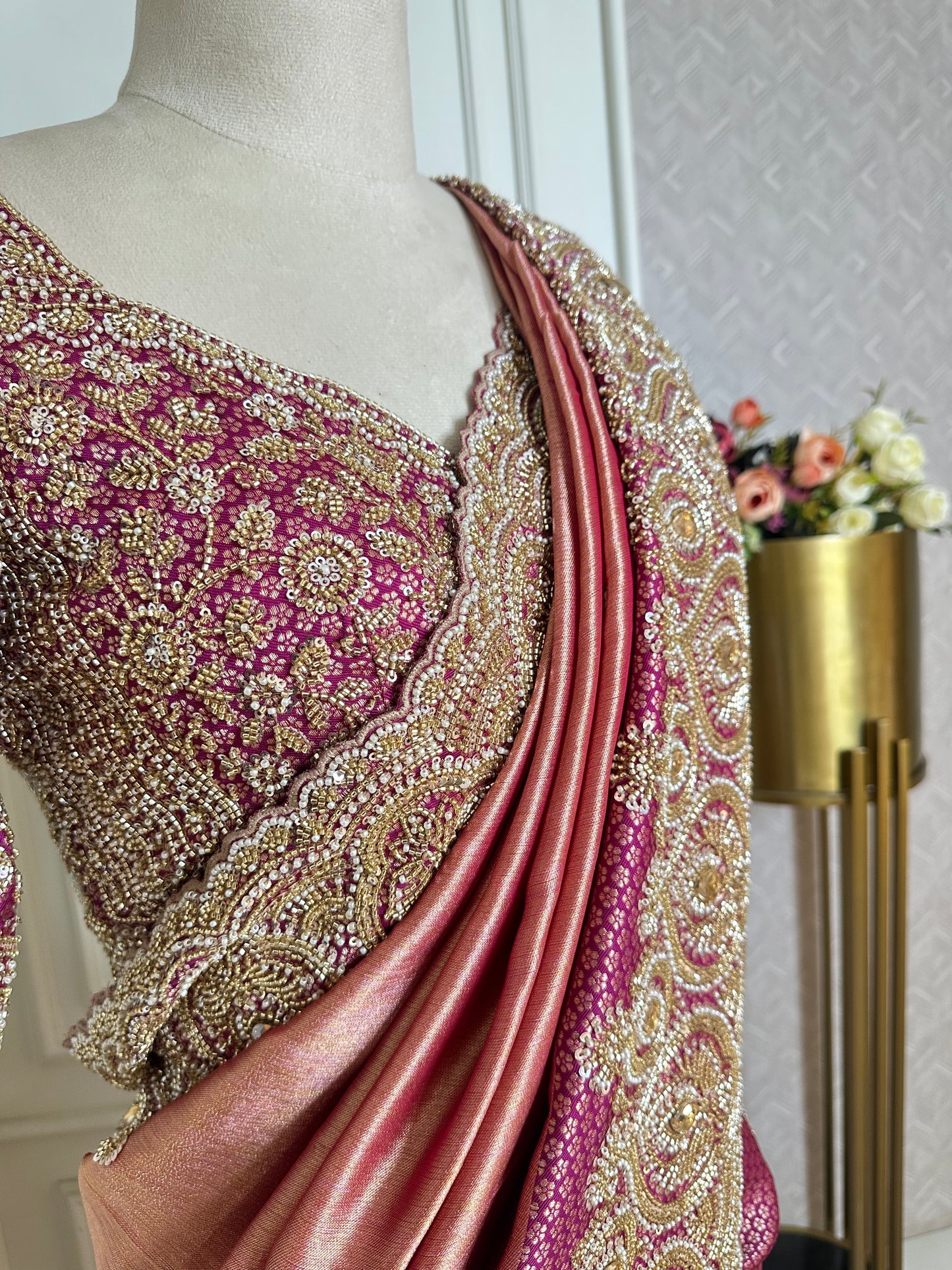Peach Designer Saree