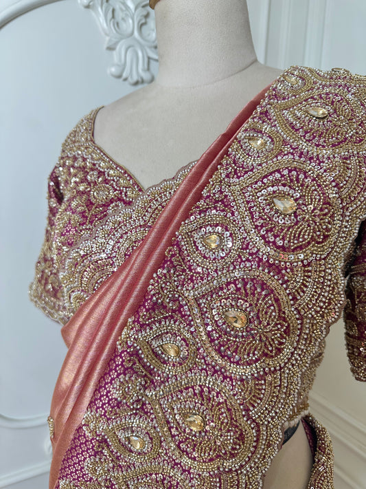 Peach Designer Saree