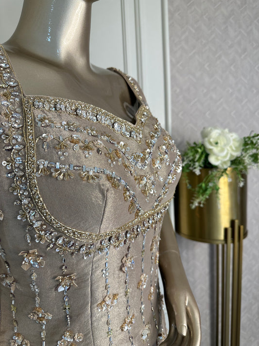 Champagne Embellished Sharara Set