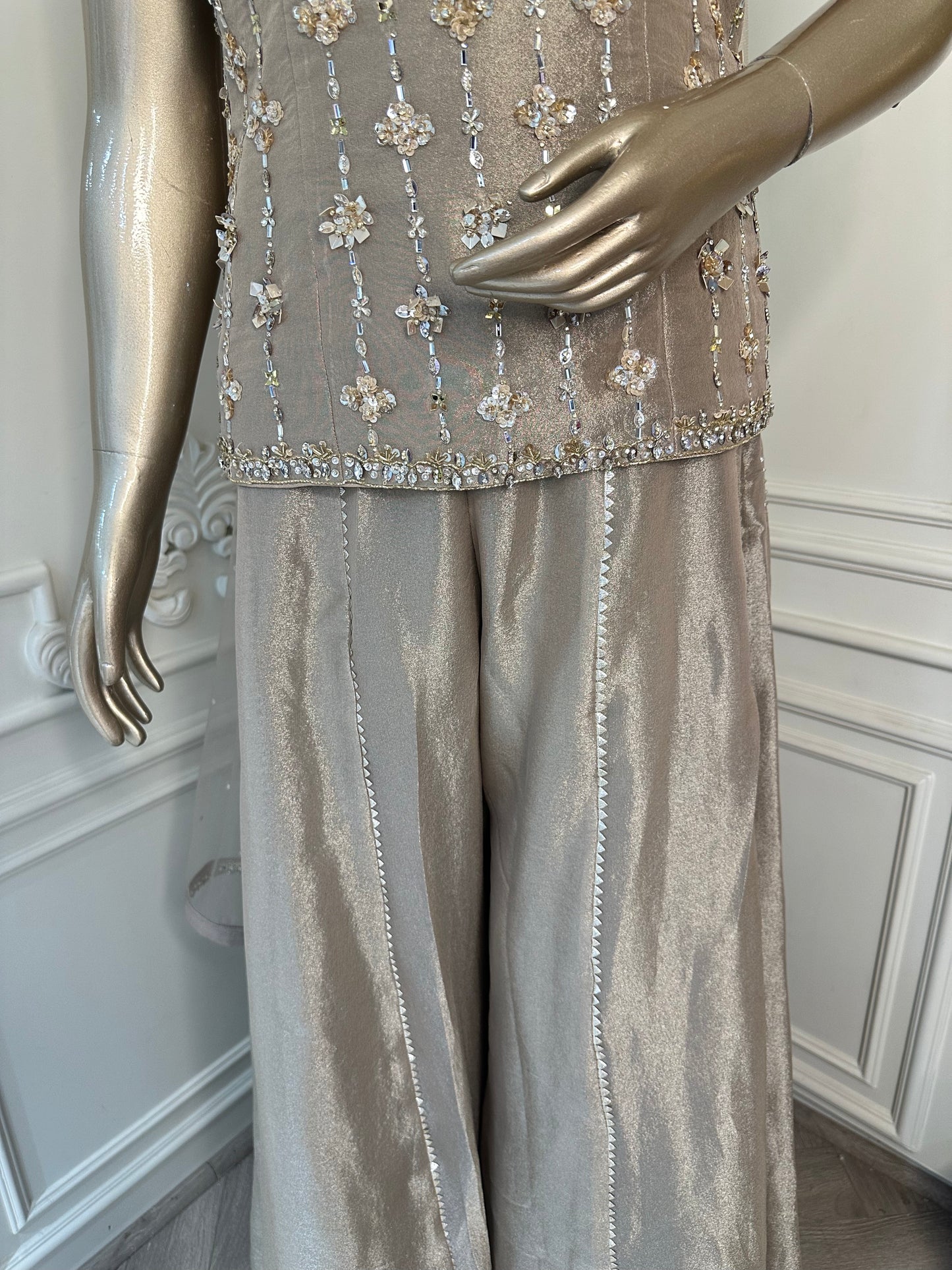 Champagne Embellished Sharara Set