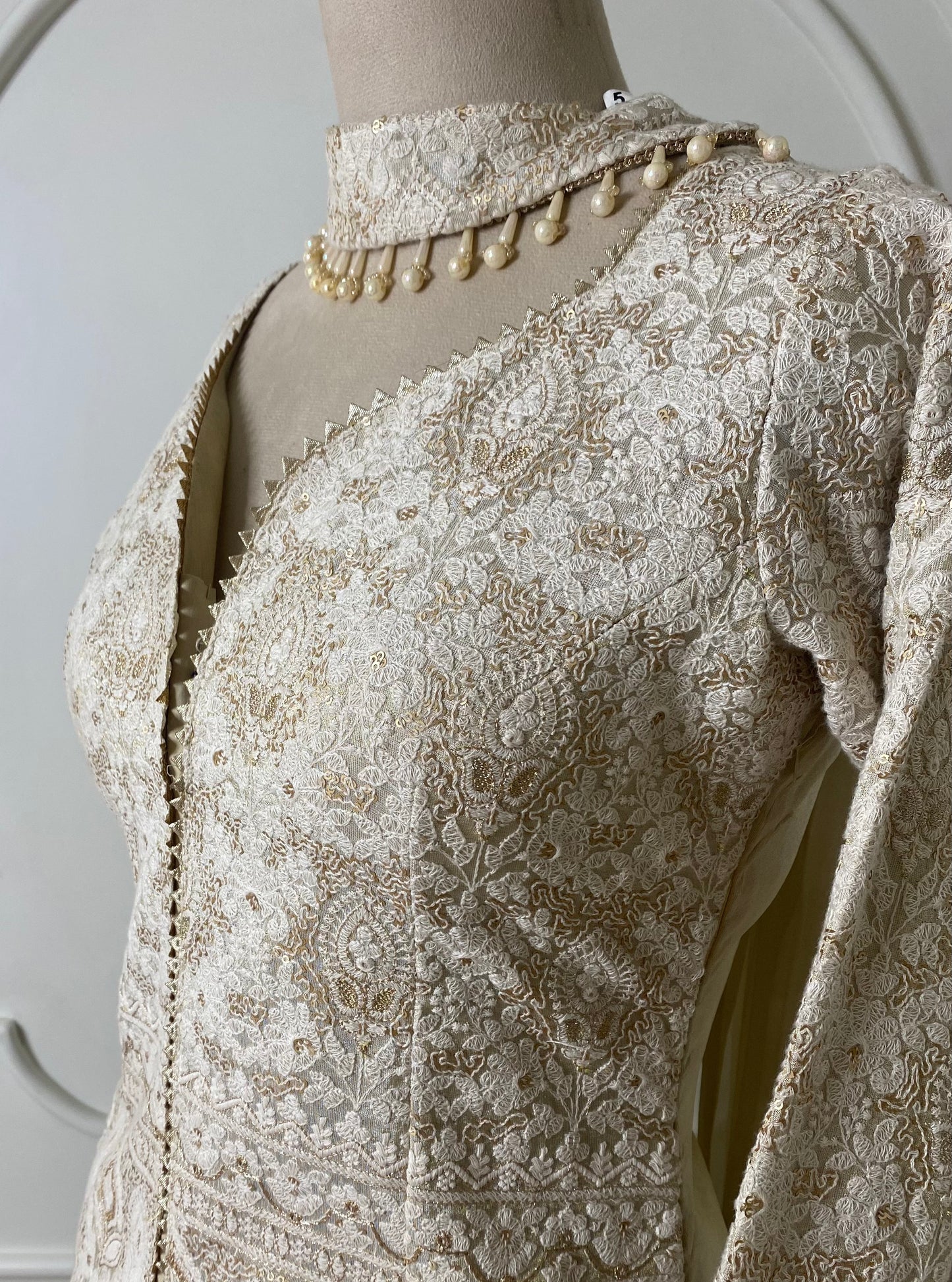 Ivory Embroidered Designer Saree with Cape Blouse