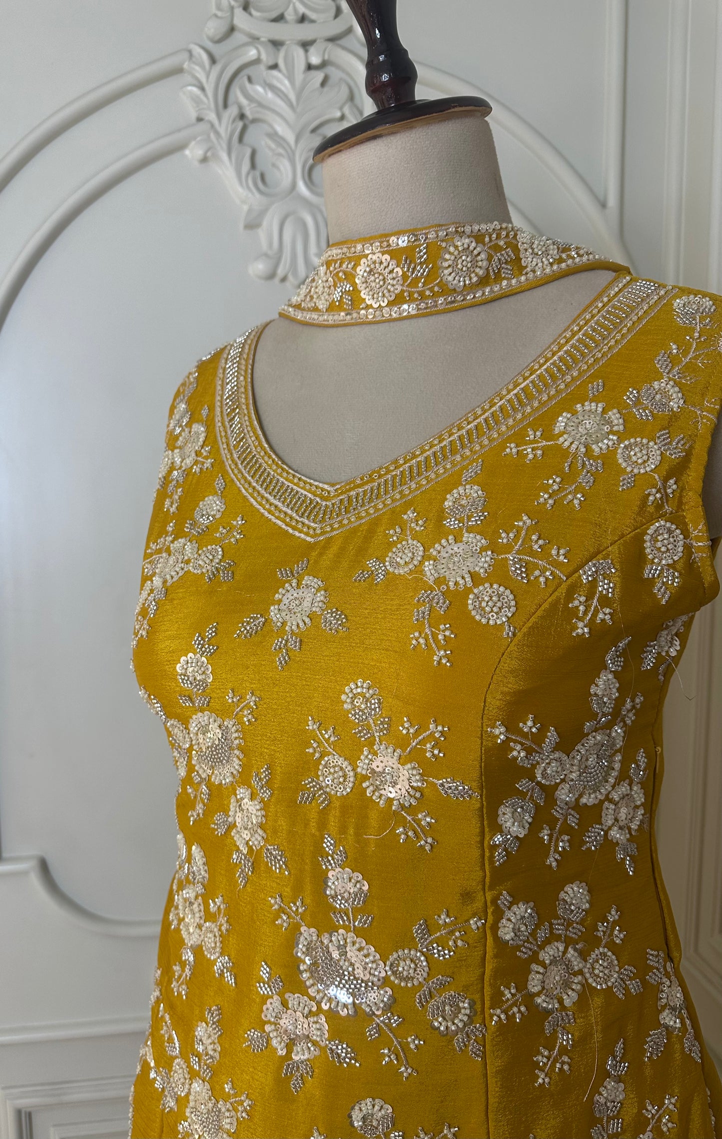 Mustard Yellow Hand Embroidered Designer Suit Set with Dupatta