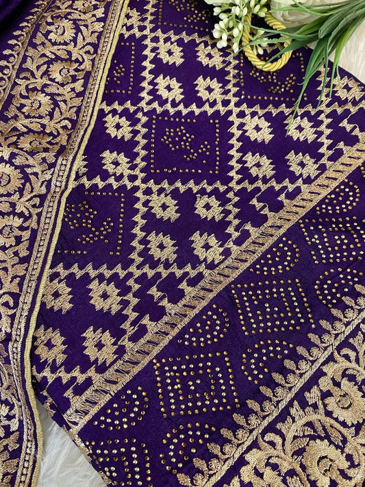 DEEP PUPLE VICHITRA SILK SUIT