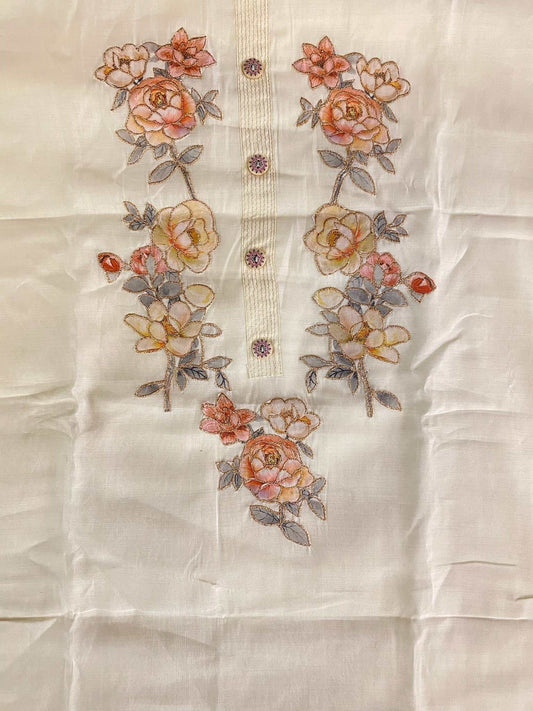 IVORY FLORAL PATCH WORK MODAL SUIT