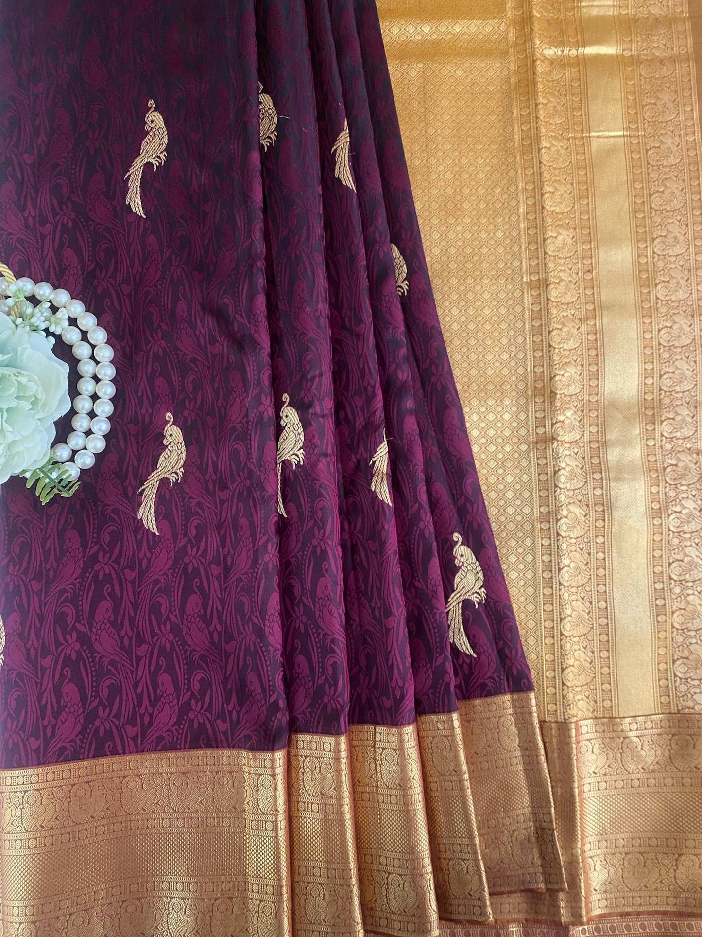 Purple Zariwork Pure Silk Saree