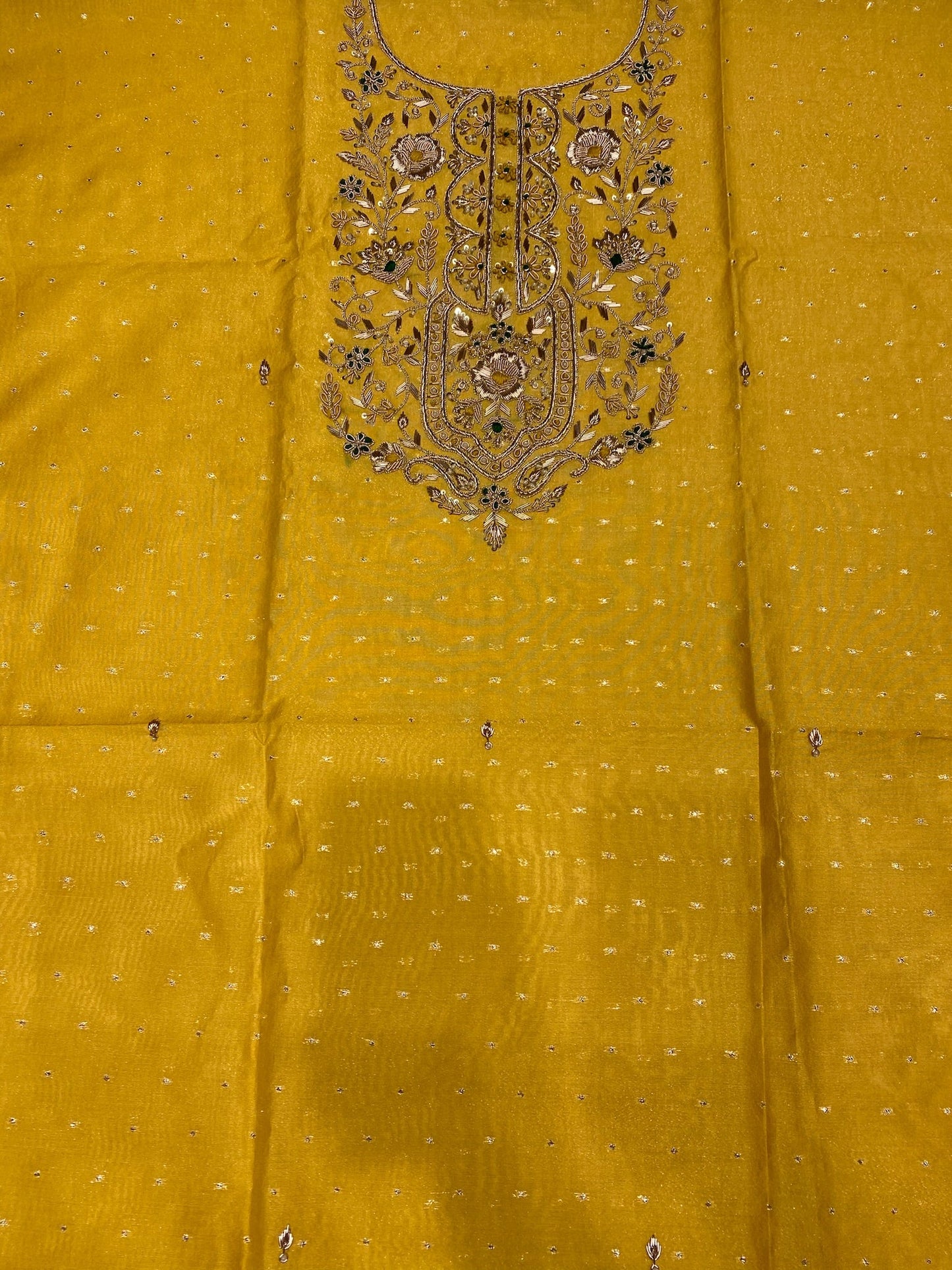Yellow ochre chanderi suit