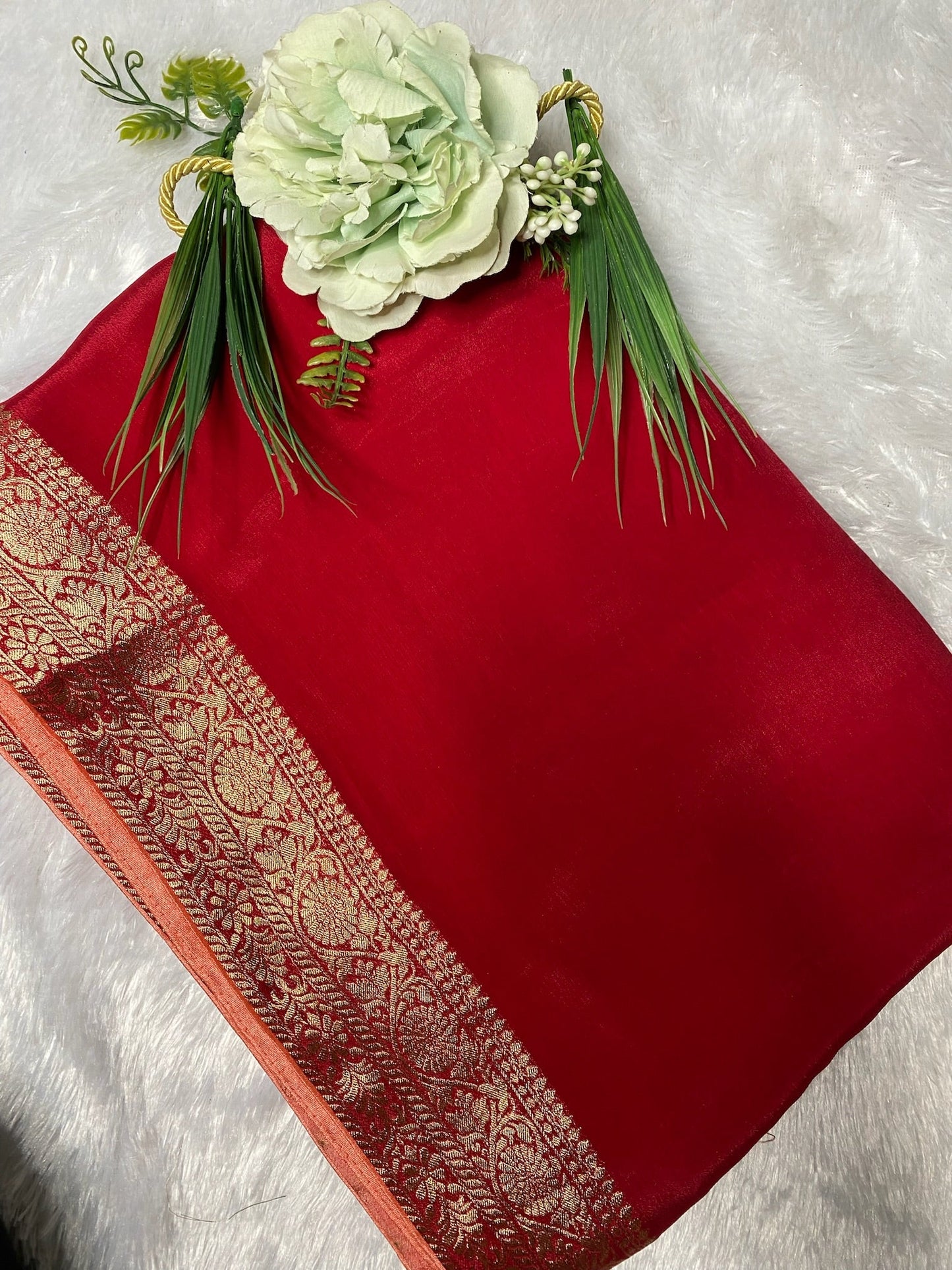 PLAIN BORDER CHINNON FABRIC SAREE