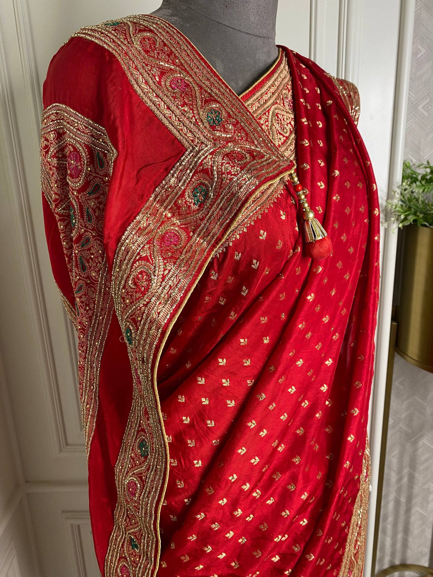 Red banarsi silk saree