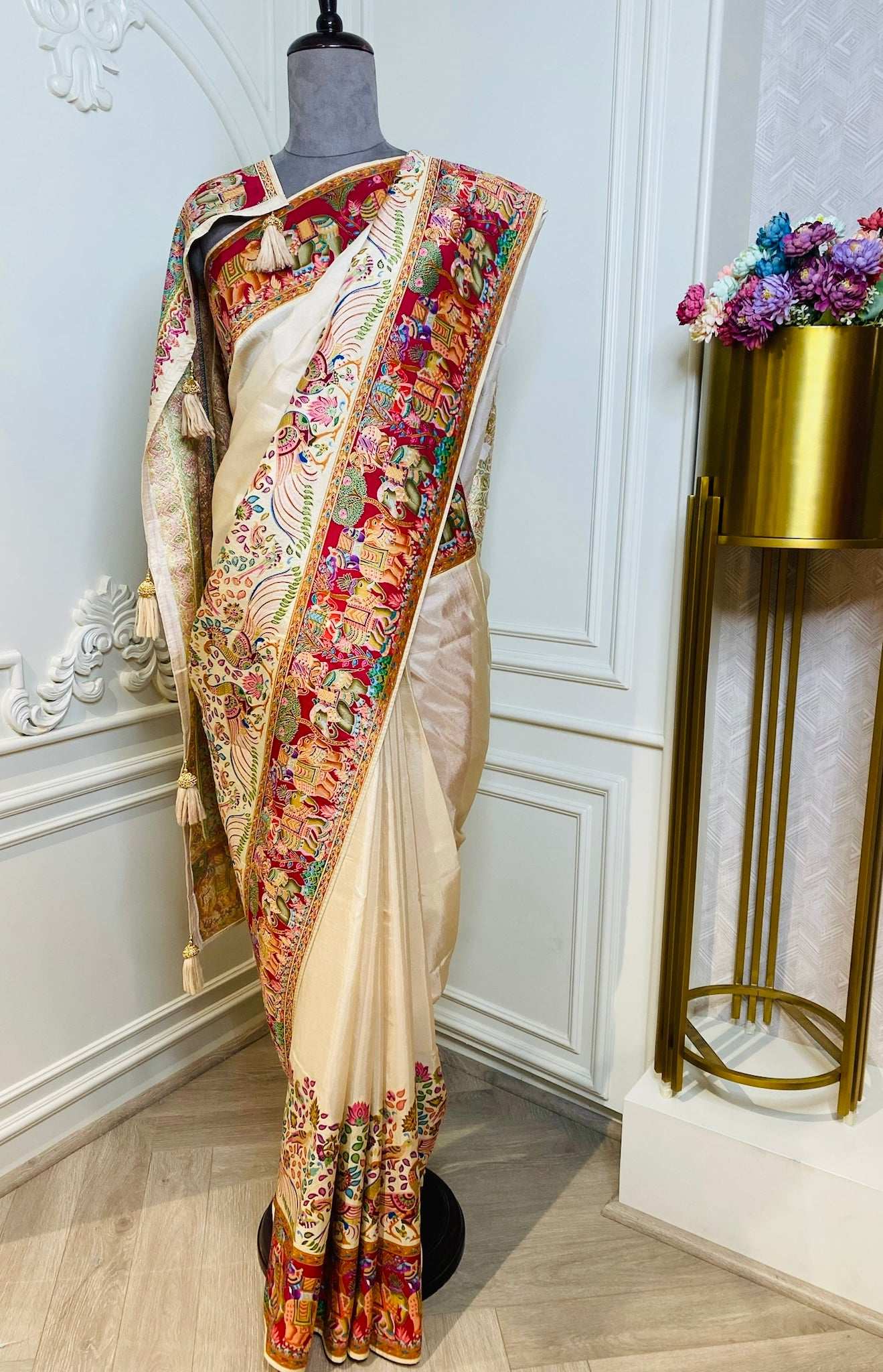 Ivory Soft Silk Saree