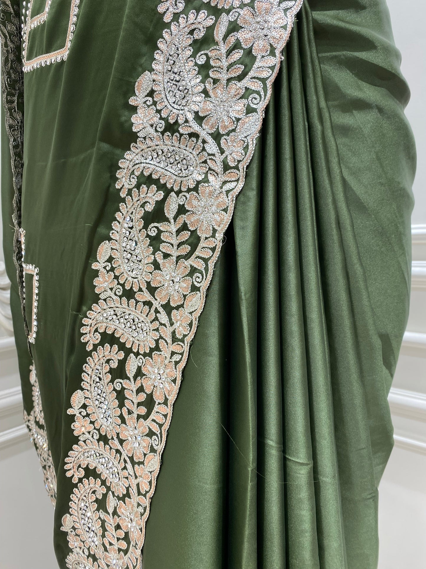 Silver zari saree