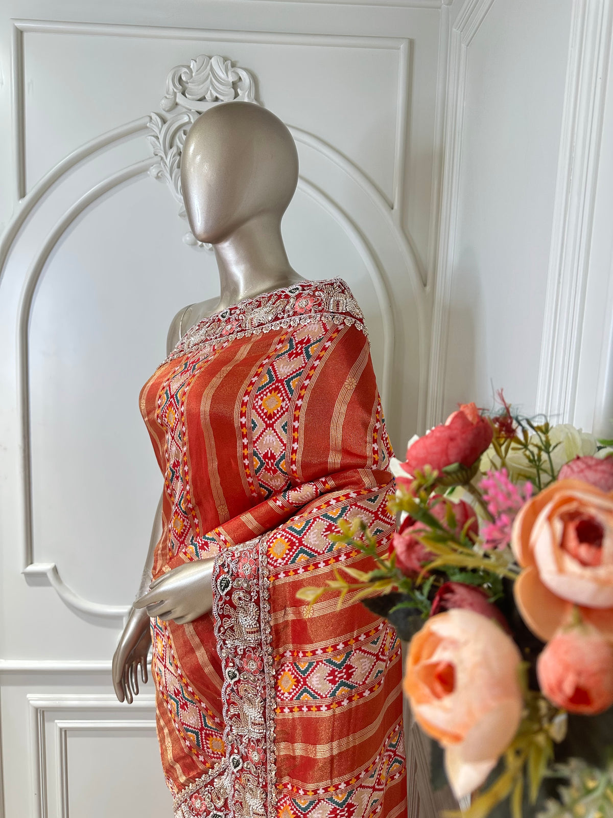 rust saree by Mamta Saree - pallu detail