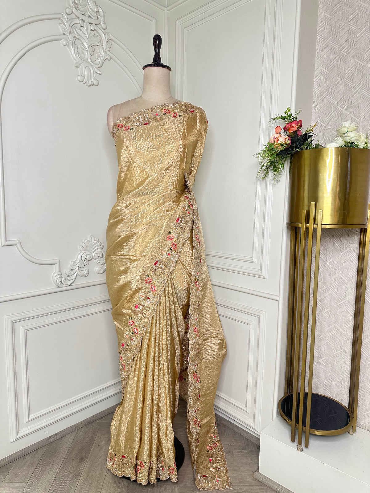 Golden saree by Mamta Saree - full drape