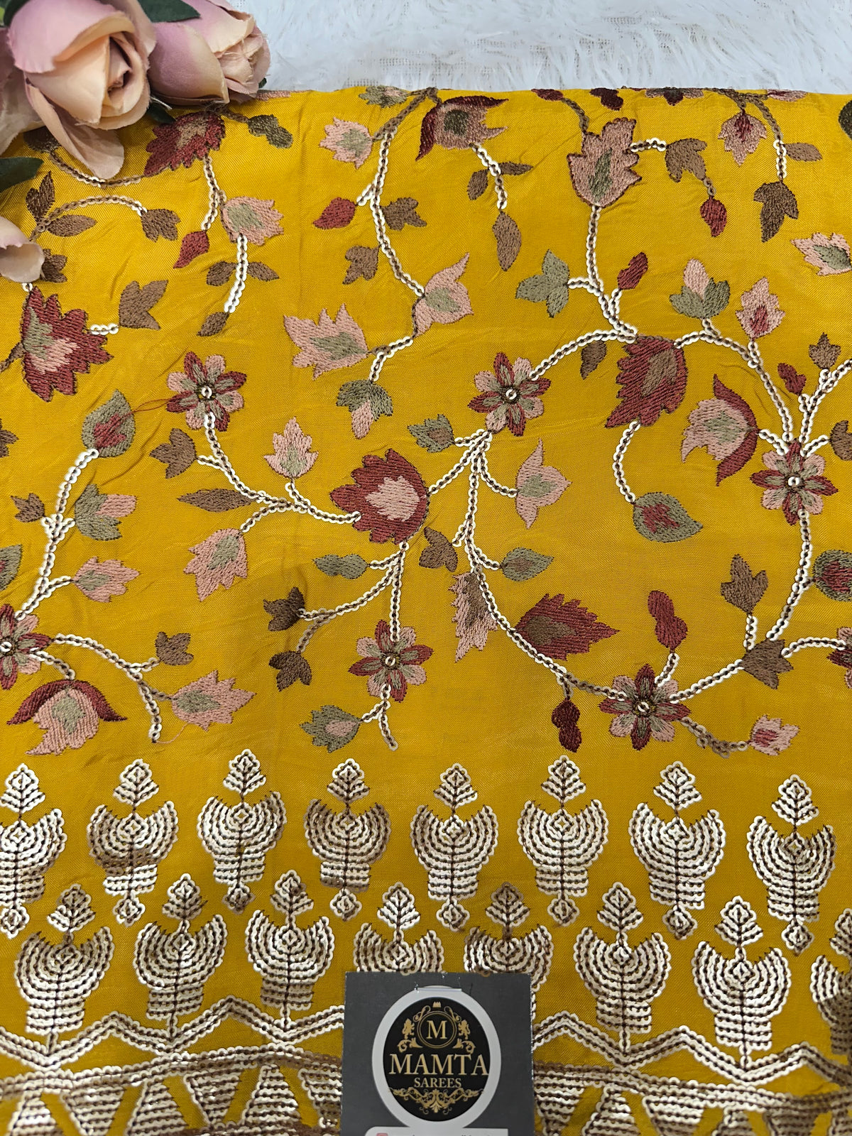 Mustard dress material by Mamta Saree - view 2