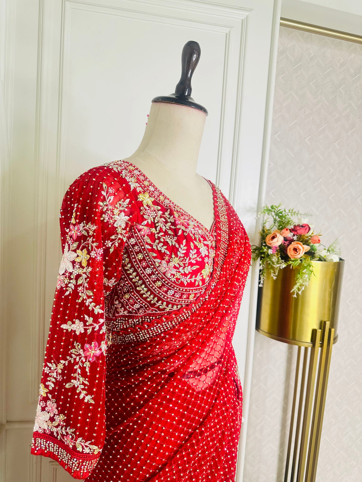 red saree by Mamta Saree - view 2