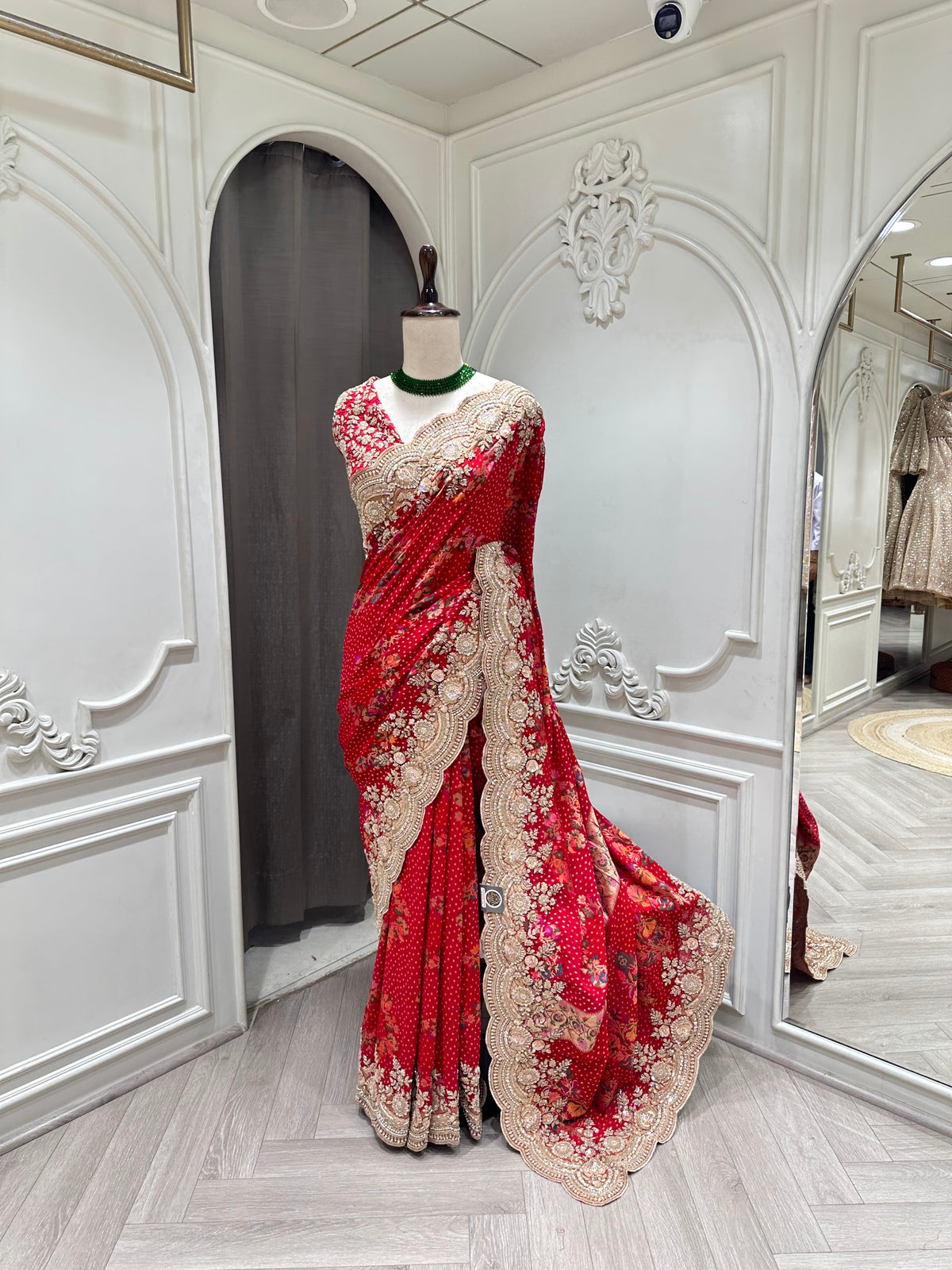 Red saree by Mamta Saree - full drape